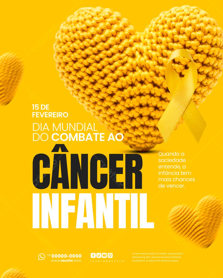 Post Dia Mundial Combate Câncer Infantil Fevereiro PSD Editável