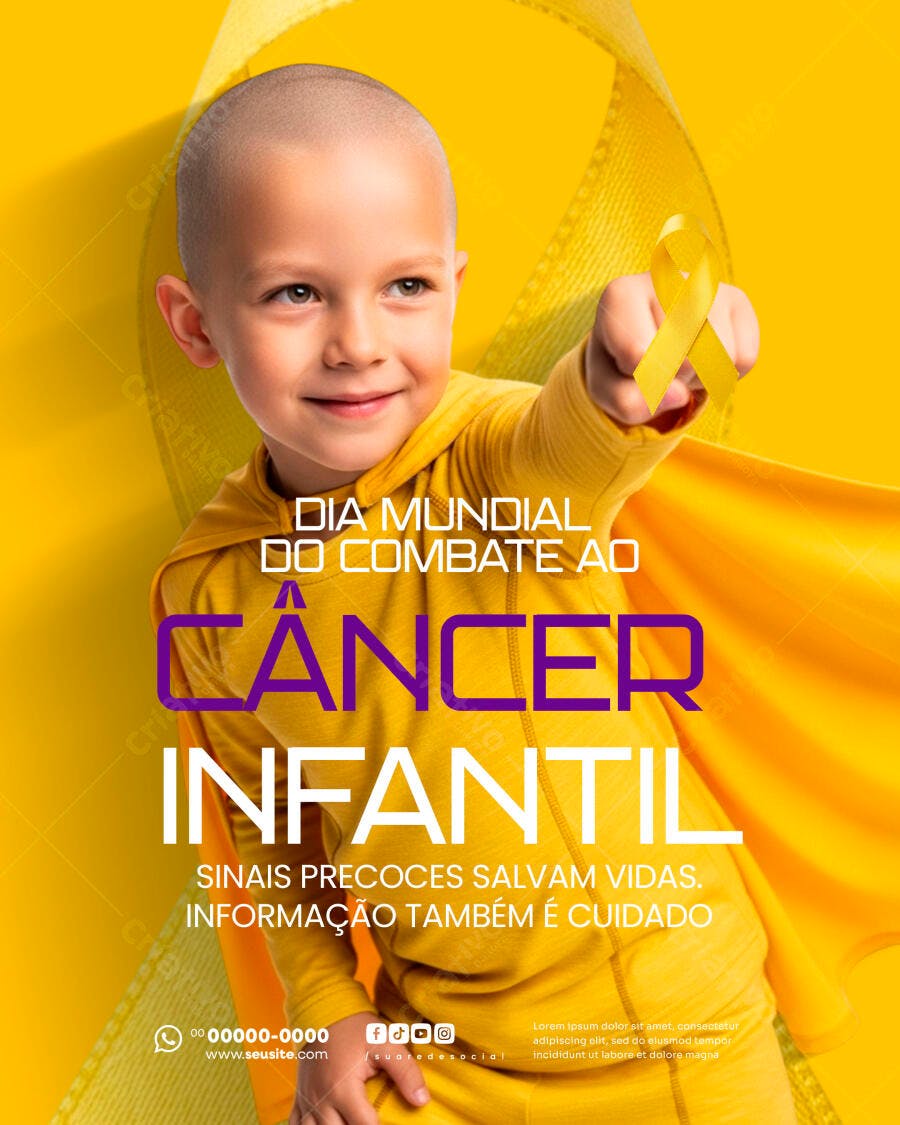 Post Câncer Infantil Dia Mundial Campanha PSD Editável