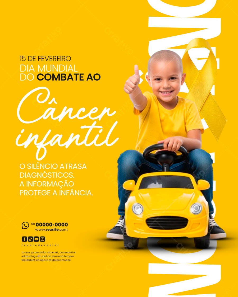 Post Instagram Dia Mundial Combate Câncer Infantil PSD Editável