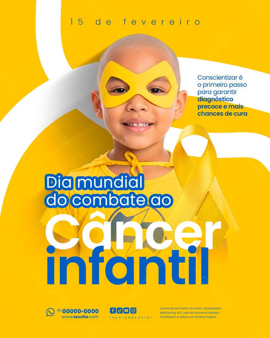 Post Instagram Dia Mundial Combate Câncer Infantil PSD Editável