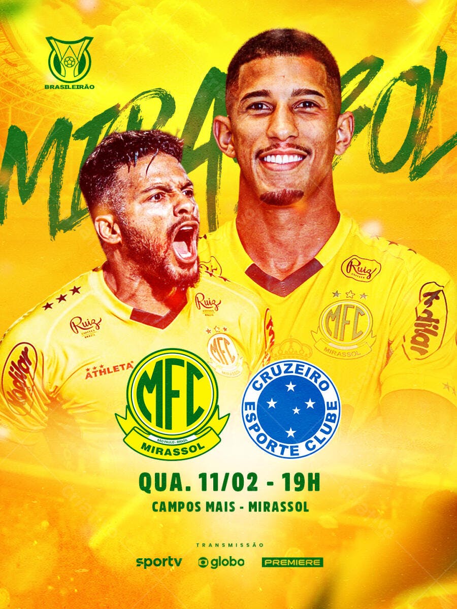 Post Futebol Mirassol x Cruzeiro Campeonato PSD Editável