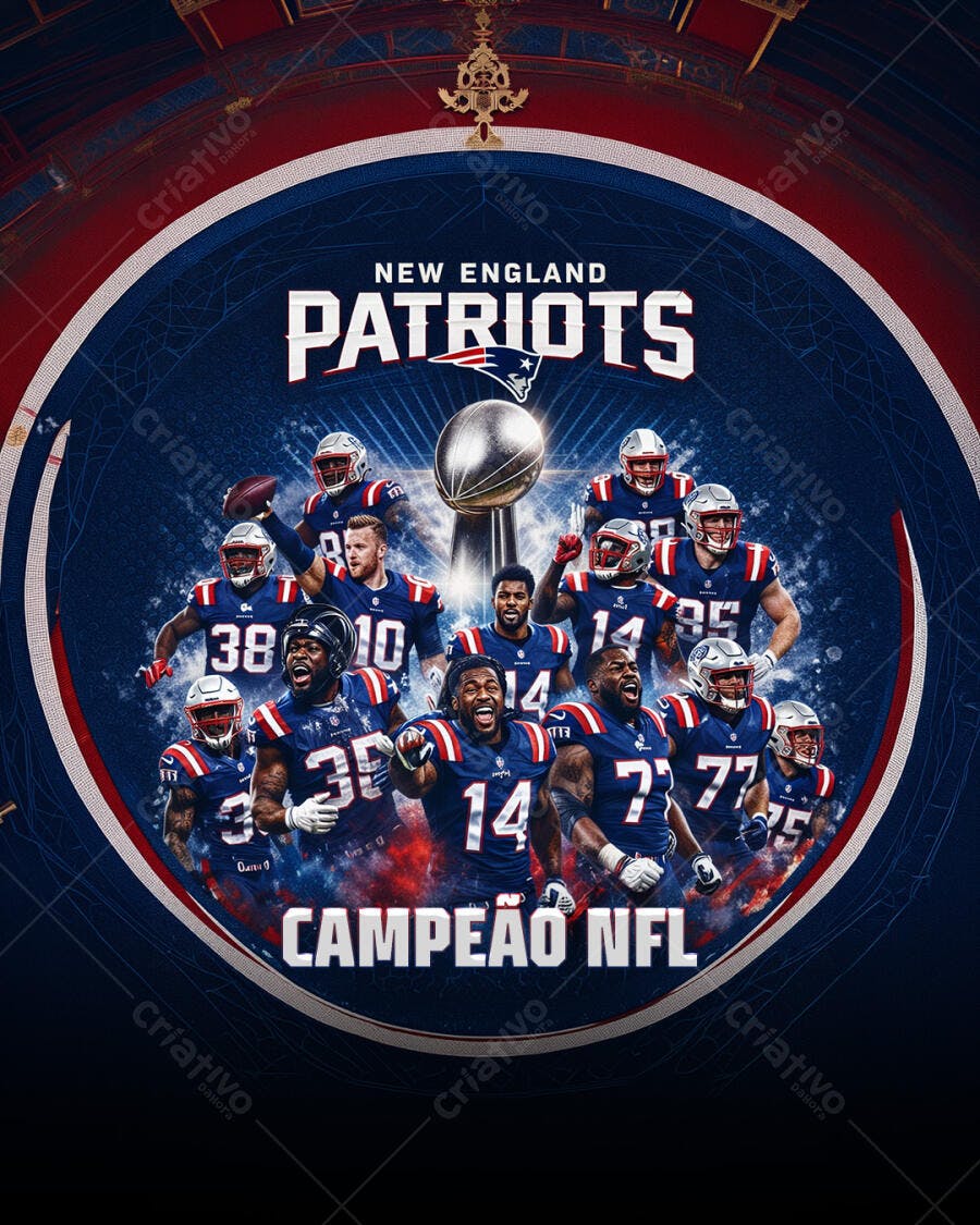 Capa New England Patriots Campeão NFL PSD Editável