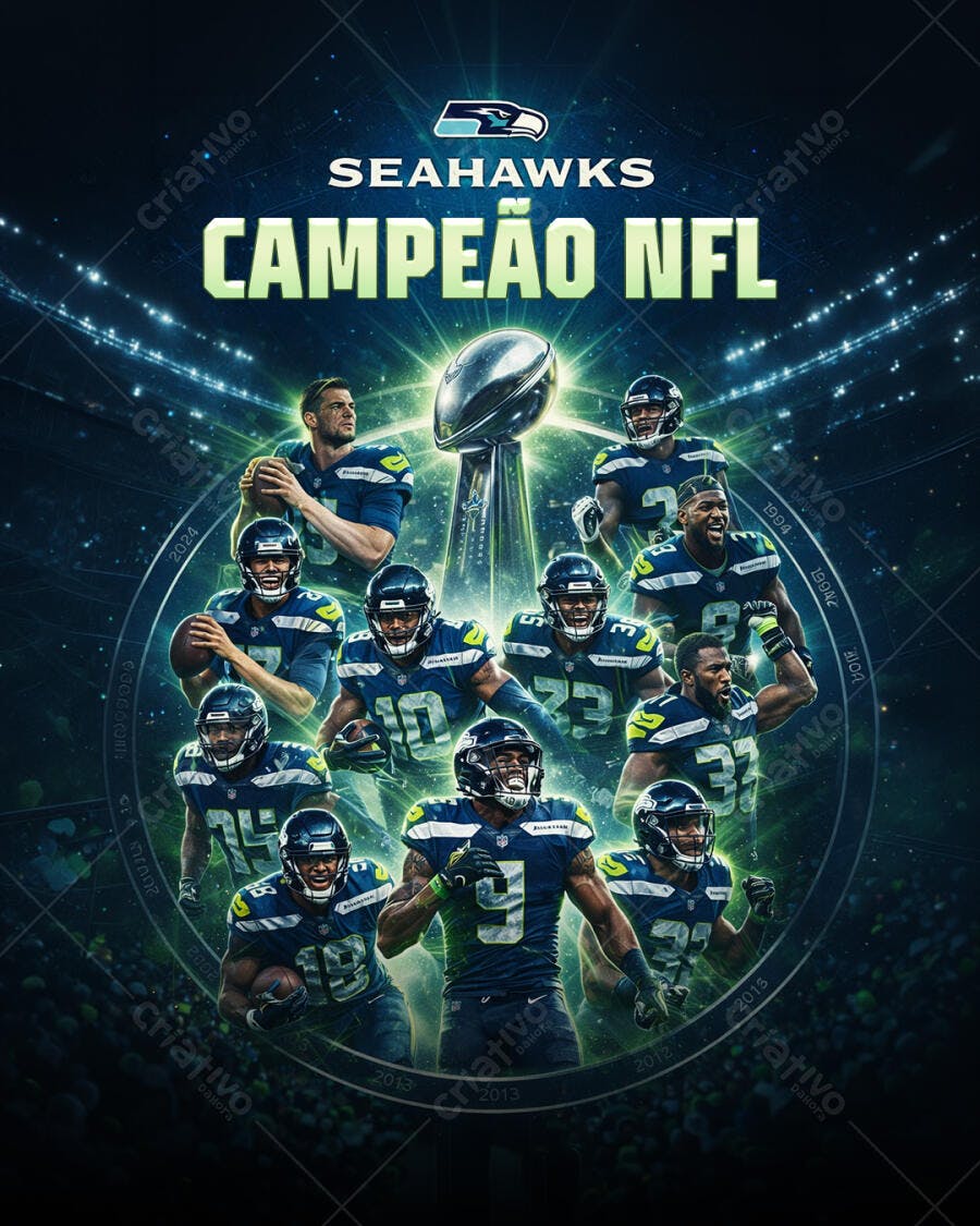 Post Campeonato NFL Seahawks PSD Editável