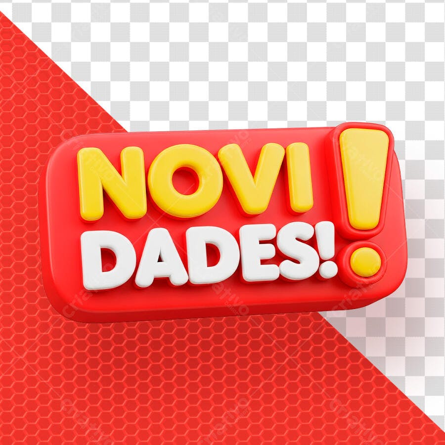Selo 3D Novidades Vermelho Amarelo PNG Transparente