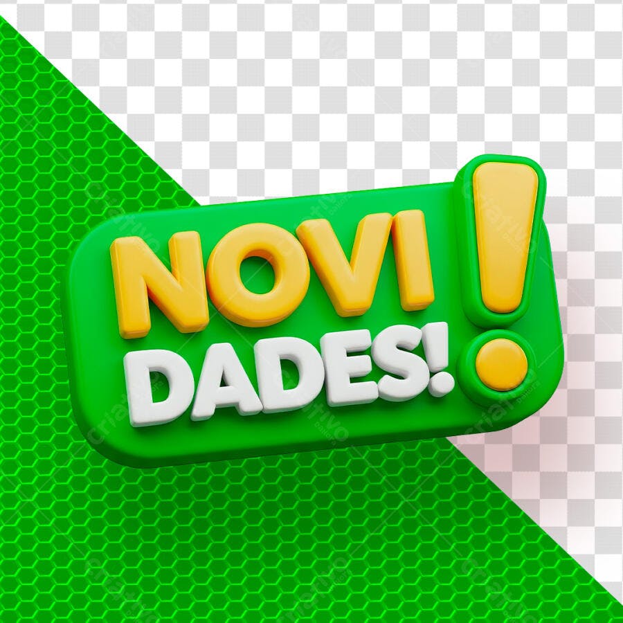 Badge 3D Novidades Verde e Laranja PNG Transparente