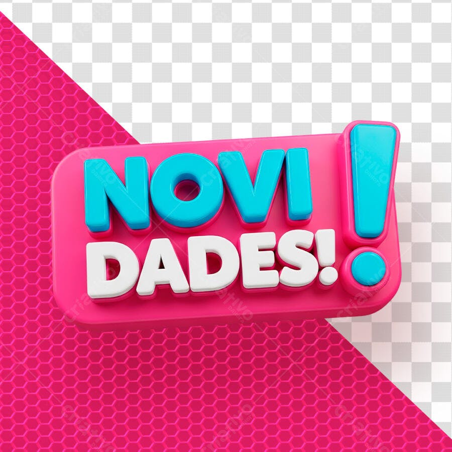 Badge 3D Novidades Rosa e Azul PNG Fundo Transparente