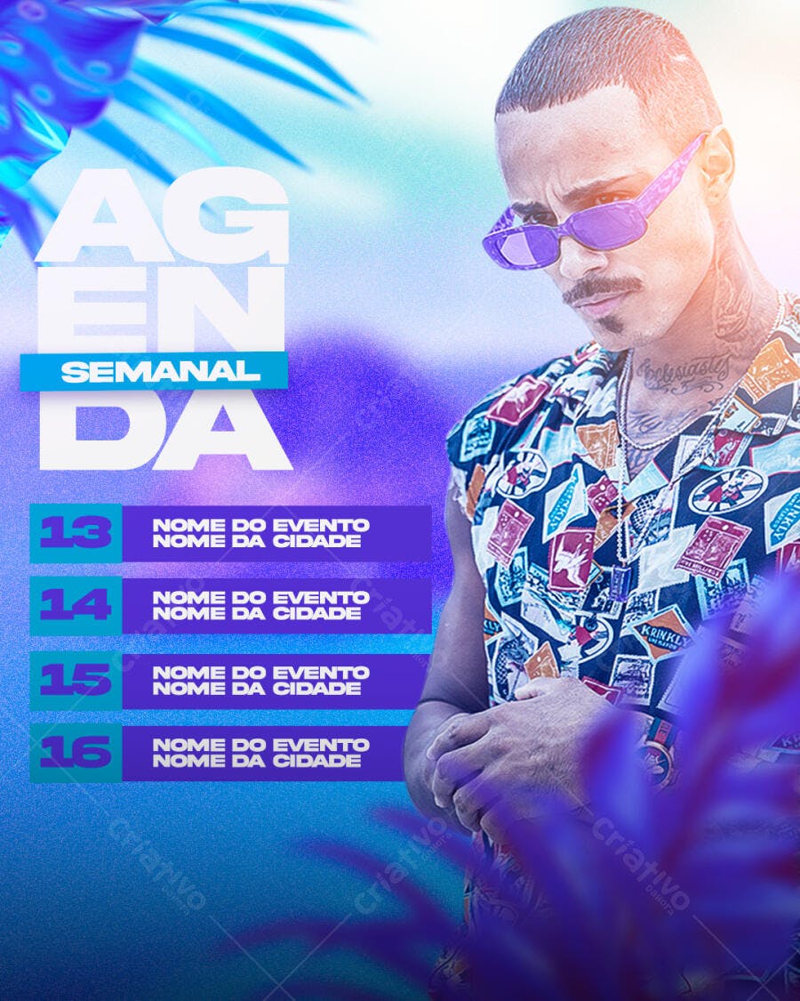 Agenda Semanal Eventos Balada PSD Editável