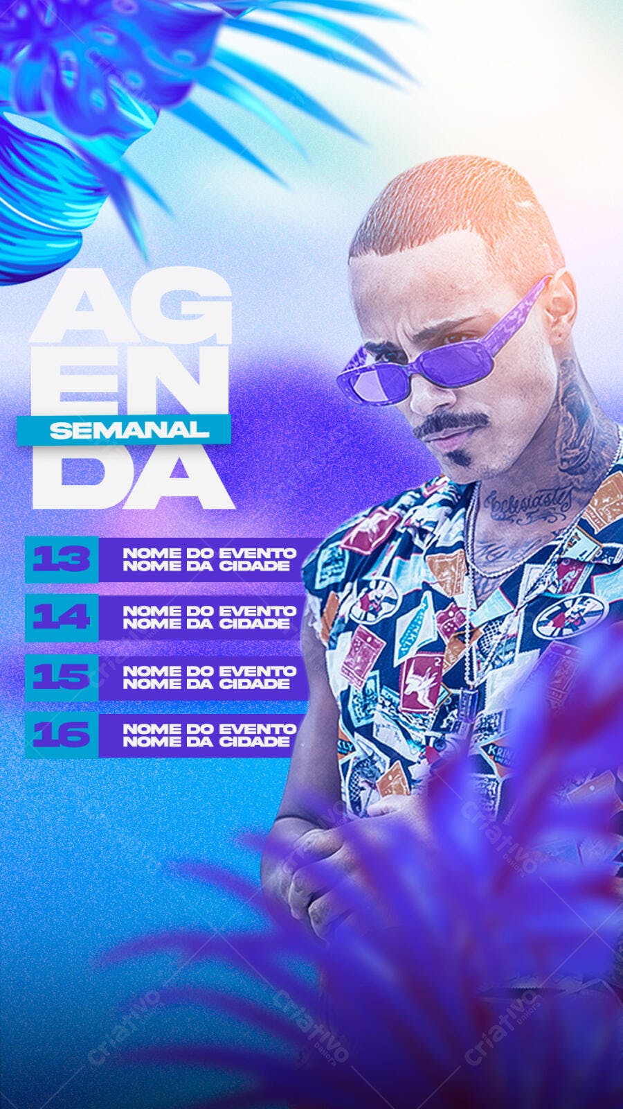 Story Instagram Agenda Semanal Eventos PSD Editável