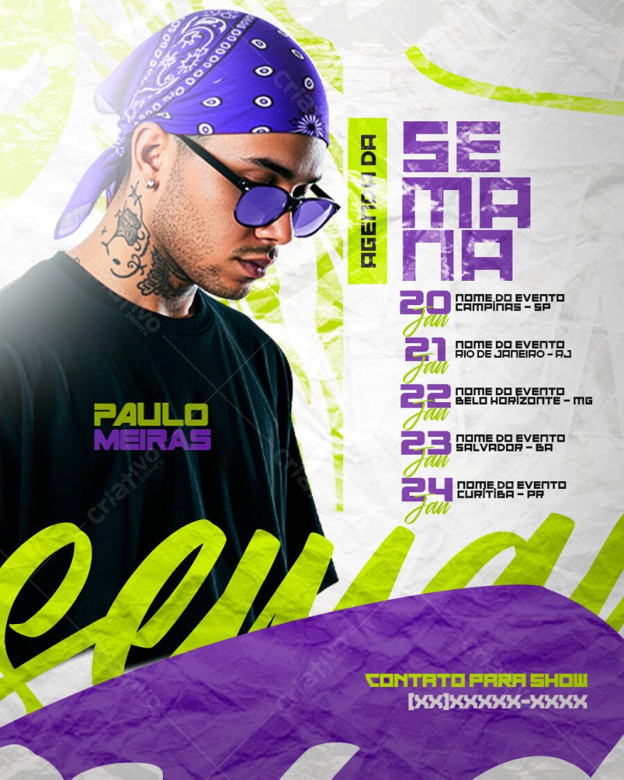 Flyer Agenda Semanal Show Evento Musical PSD Editável