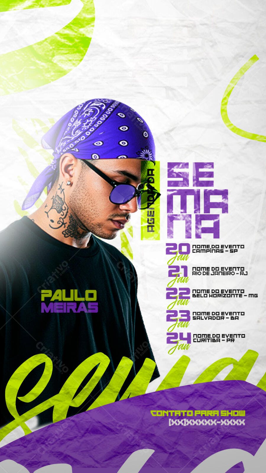 Flyer Agenda Semanal Show Artista Musical PSD Editável