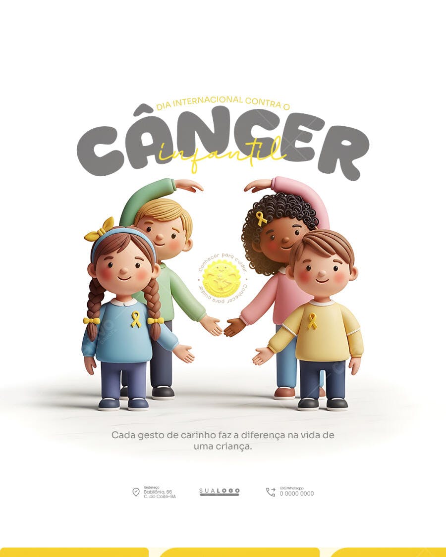 Post Dia Internacional Câncer Infantil PSD Editável