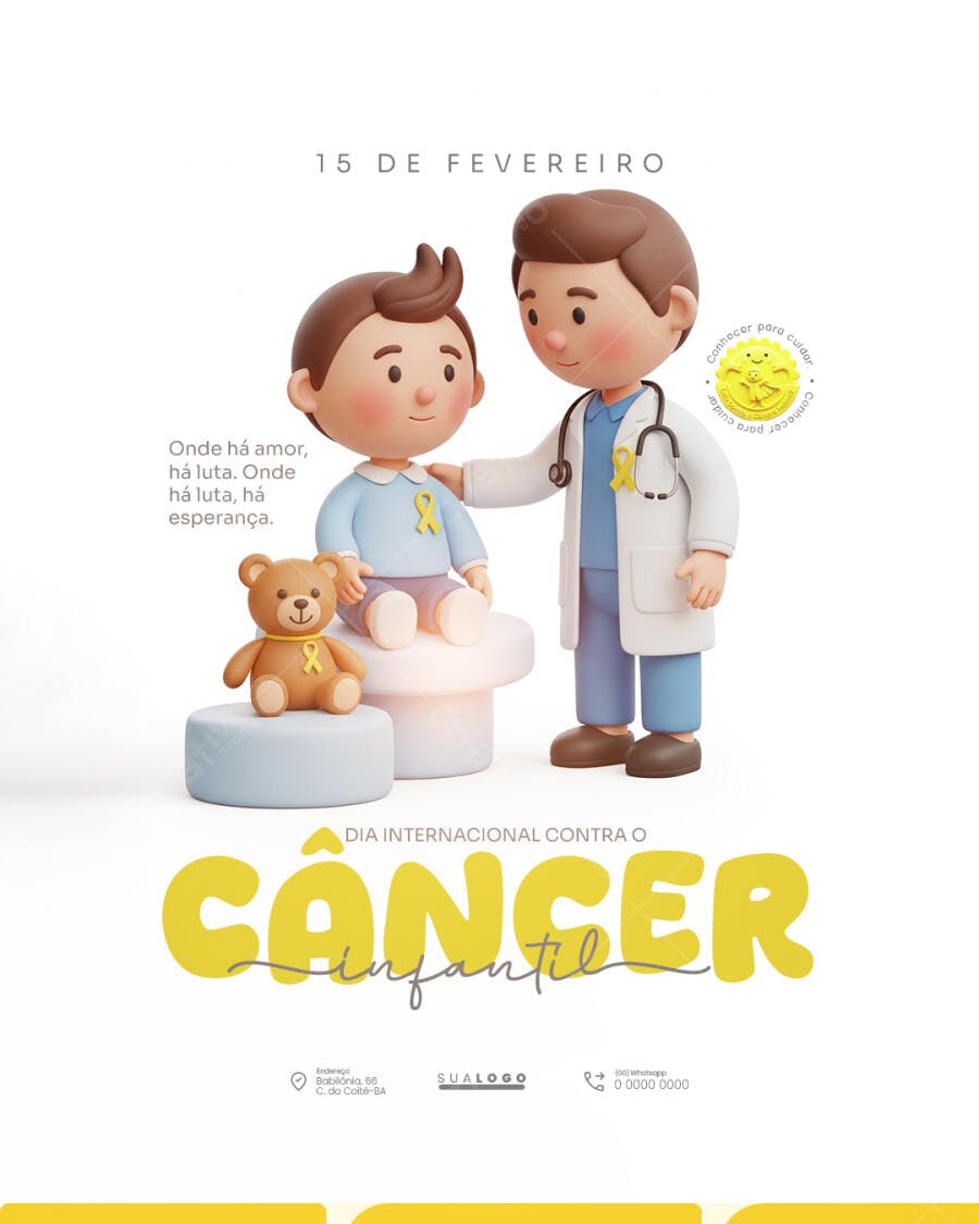 Post Dia Internacional Câncer Infantil PSD Editável