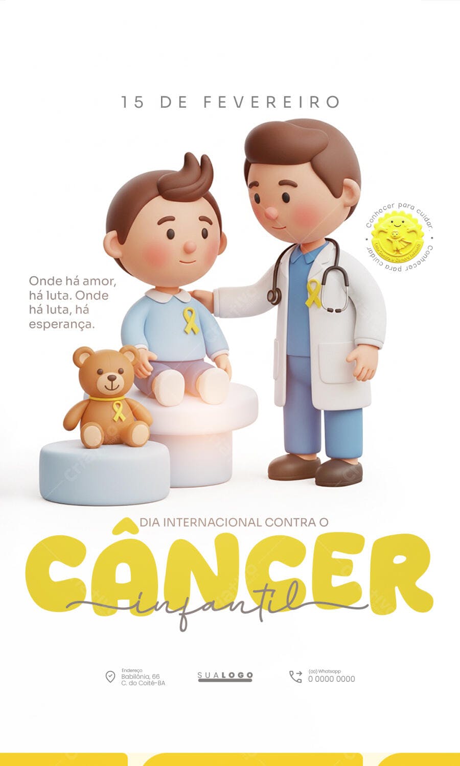 Post Instagram Dia Internacional Câncer Infantil PSD Editável