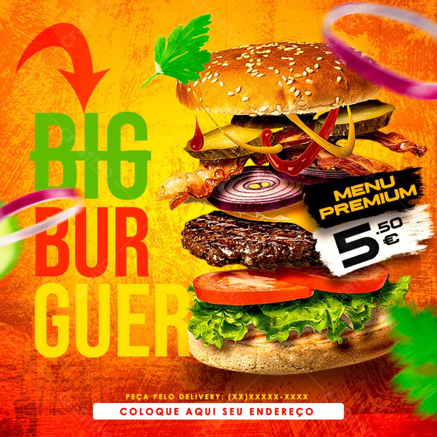 Flyer Hamburgueria Big Burger PSD Editável Lanchonete