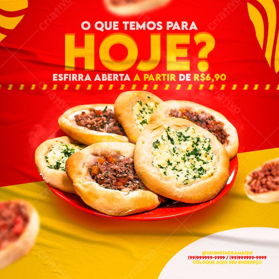 Post Instagram Esfirra Árabe Delivery PSD Editável