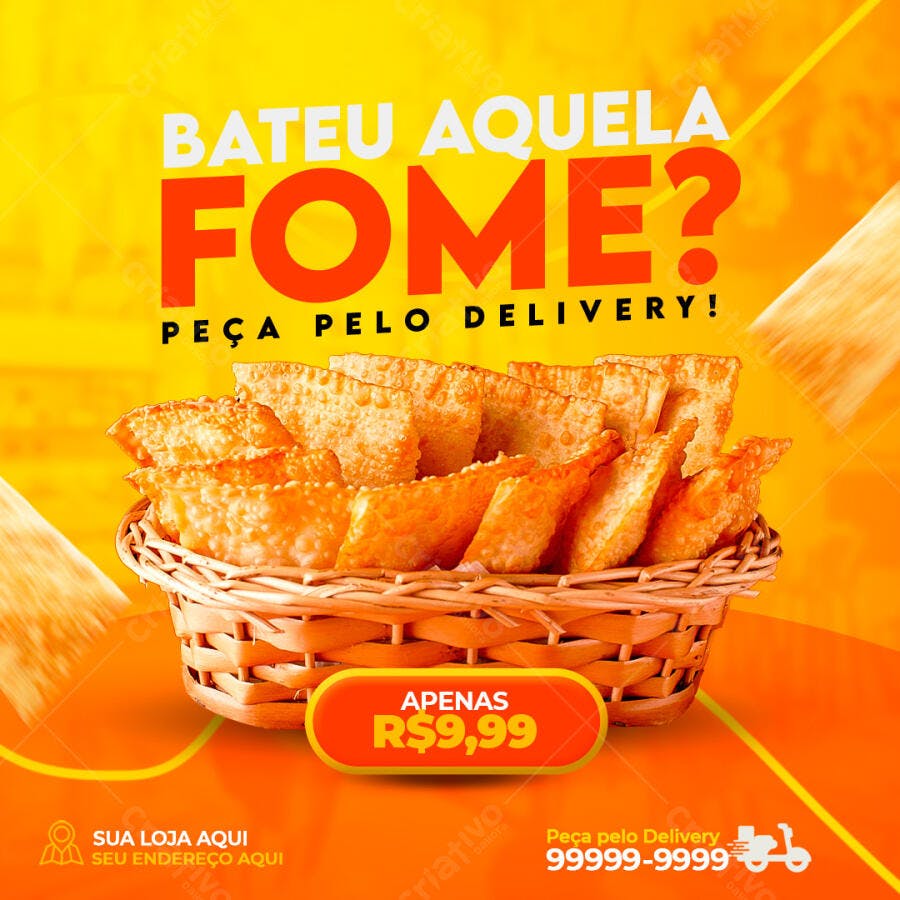 Post Instagram Pastelaria Delivery PSD Editável