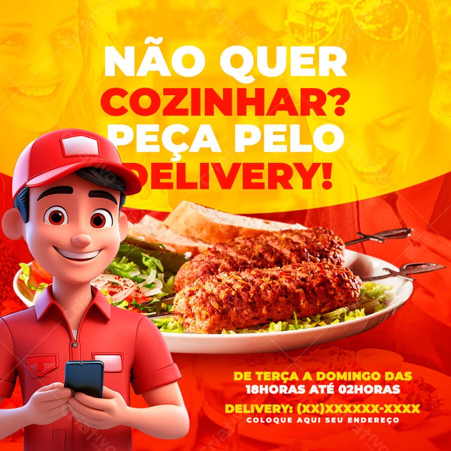 Post Instagram Delivery Comida PSD Editável