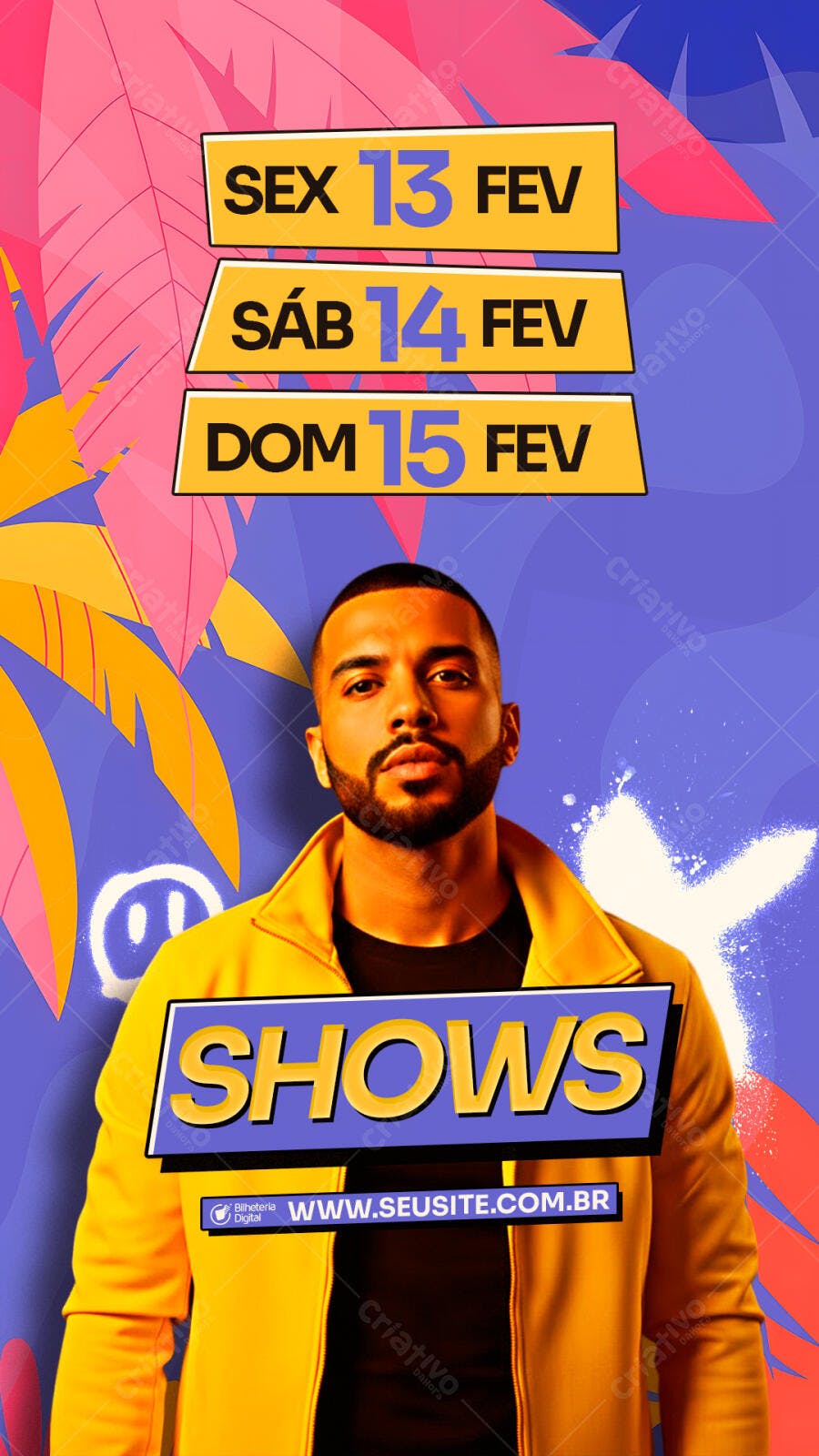Story Instagram Carnaval Shows Fevereiro PSD Editável