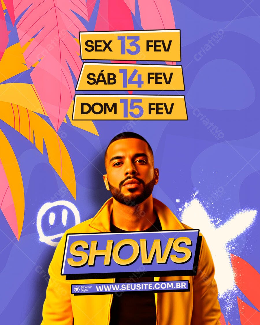 Flyer Shows Eventos Fevereiro PSD Editável