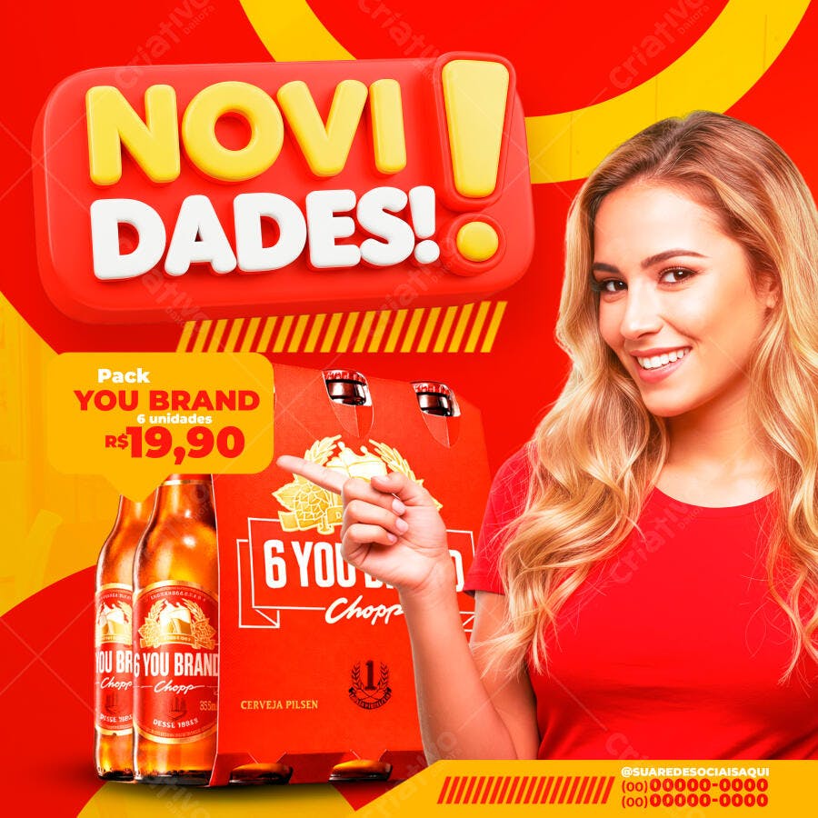 Post Instagram Novidades Cerveja Artesanal PSD Editável