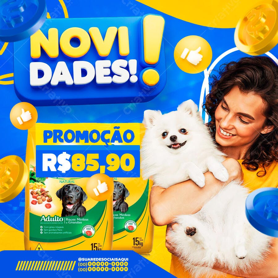 Post Instagram Pet Shop Promoção Ração PSD Editável