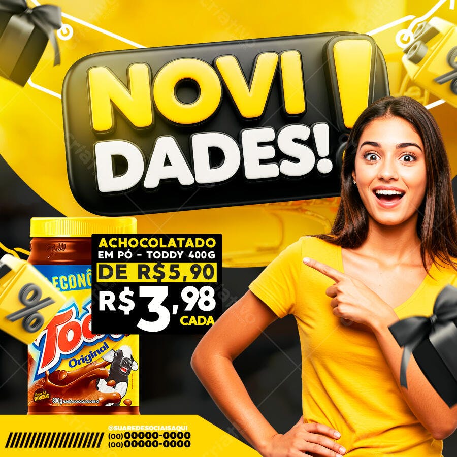 Post Instagram Novidades Promoção Supermercado PSD Editável