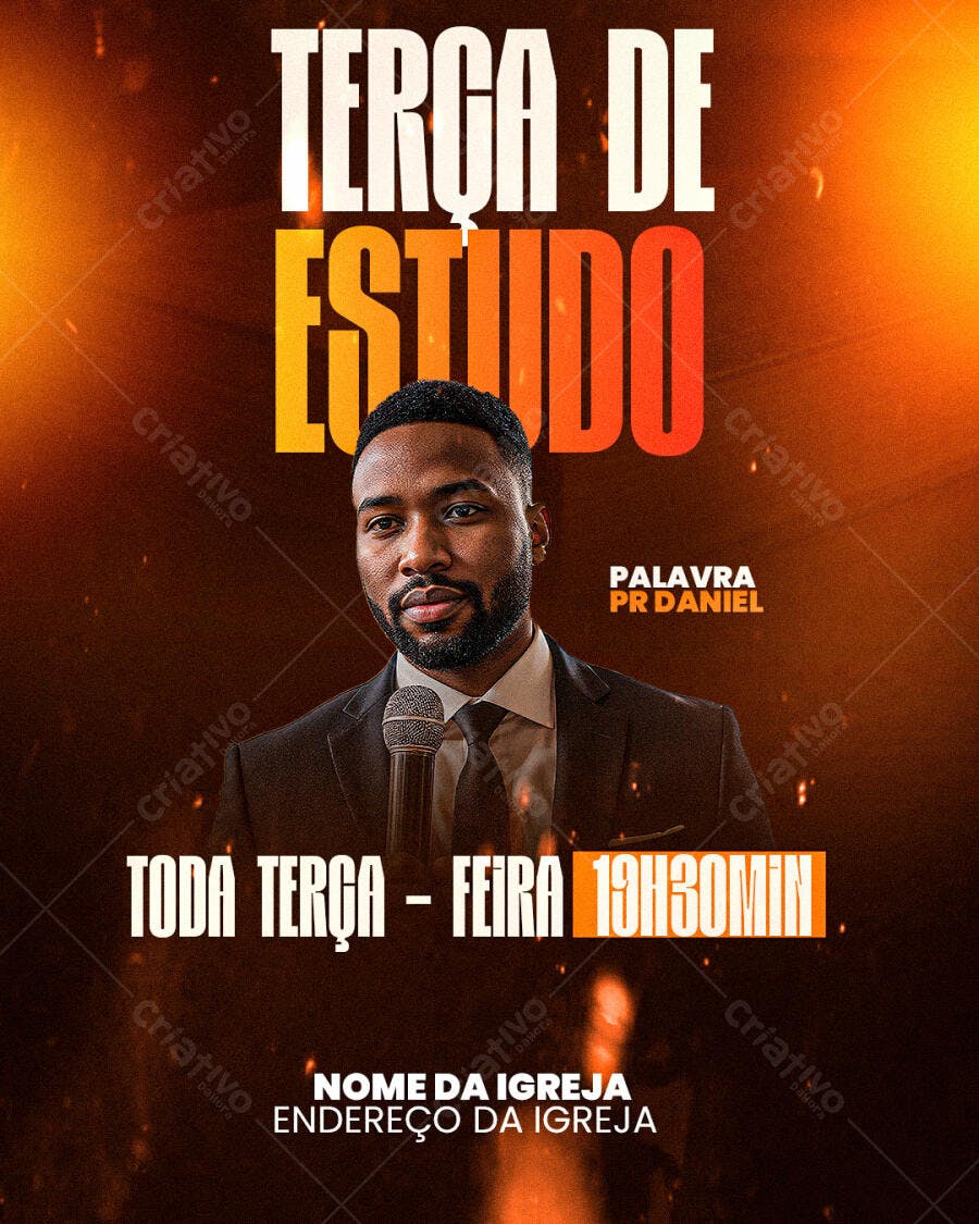 Flyer Terça de Estudo Igreja Evangélica PSD Editável