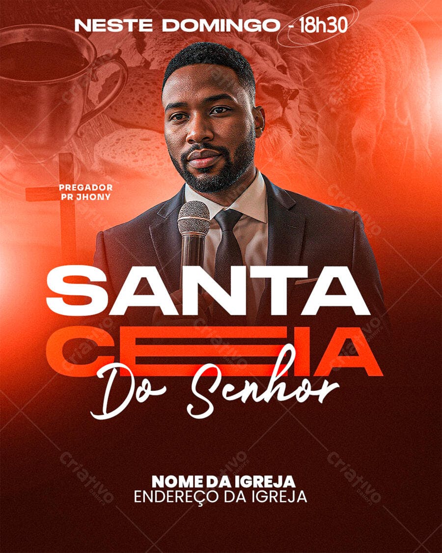 Flyer Santa Ceia Igreja Evangélica PSD Editável