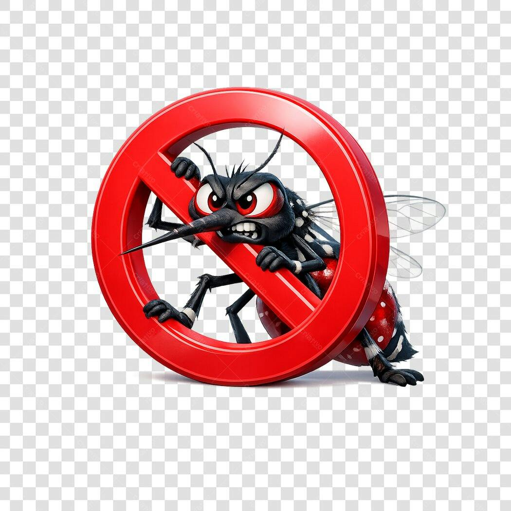 Ilustração Mosquito da Dengue Proibido PNG Fundo Transparente