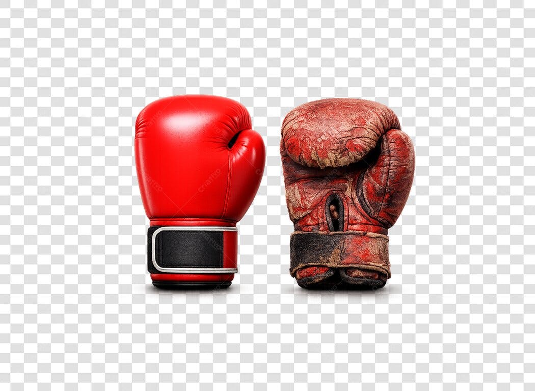 Foto Recortada Luvas de Boxe Nova e Antiga PNG Fundo Transparente