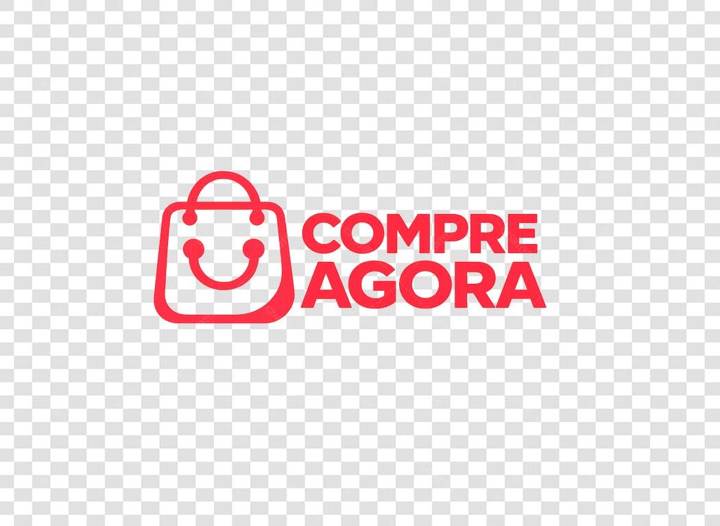 Logo Compre Agora Sacola Sorriso Vermelho PNG Fundo Transparente