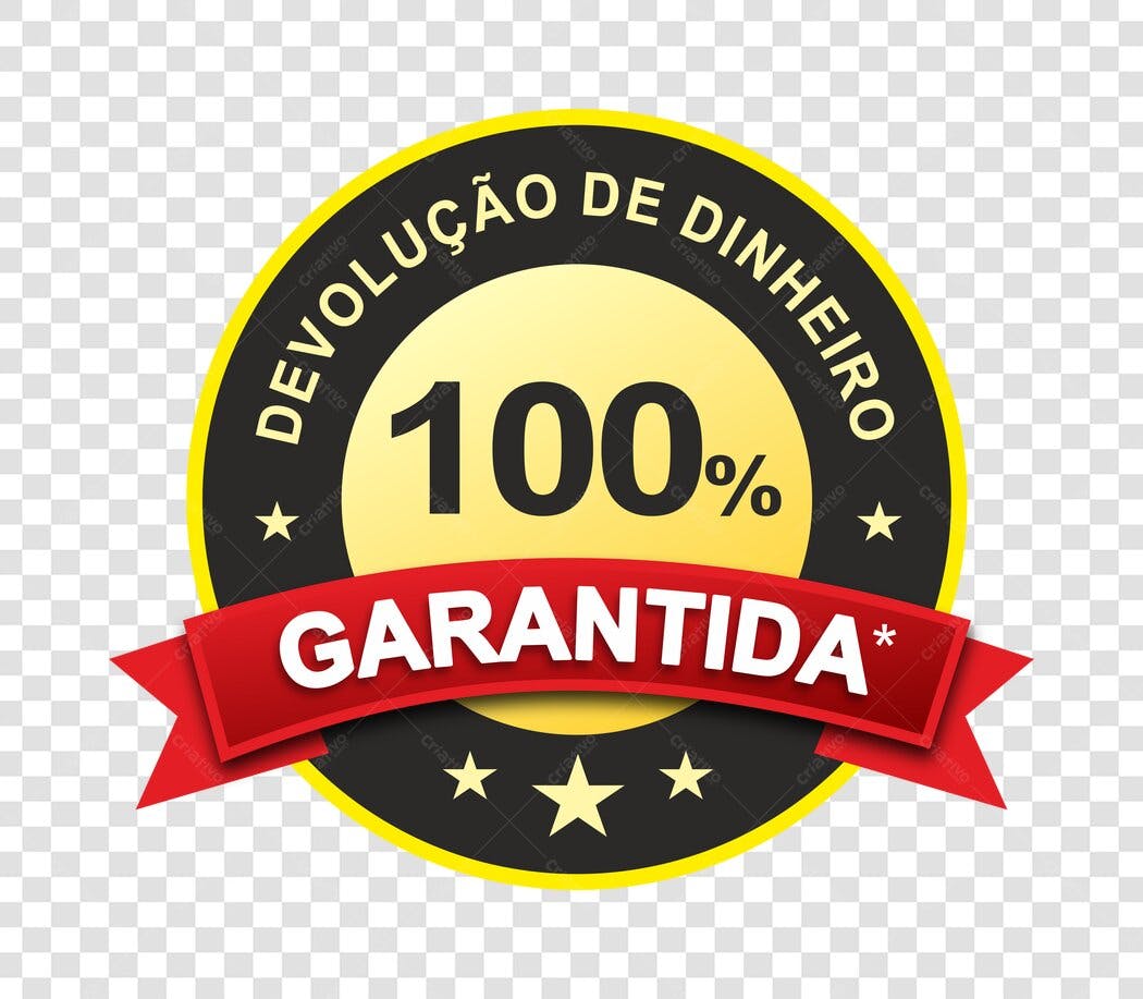 Selo Devolução Dinheiro 100% Garantida PNG Fundo Transparente