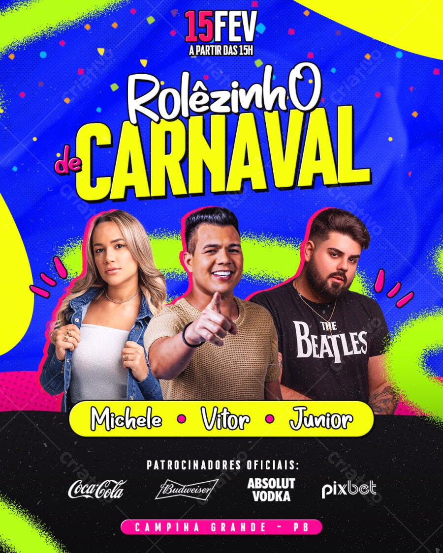 Flyer Carnaval Fevereiro Festa Evento PSD Editável
