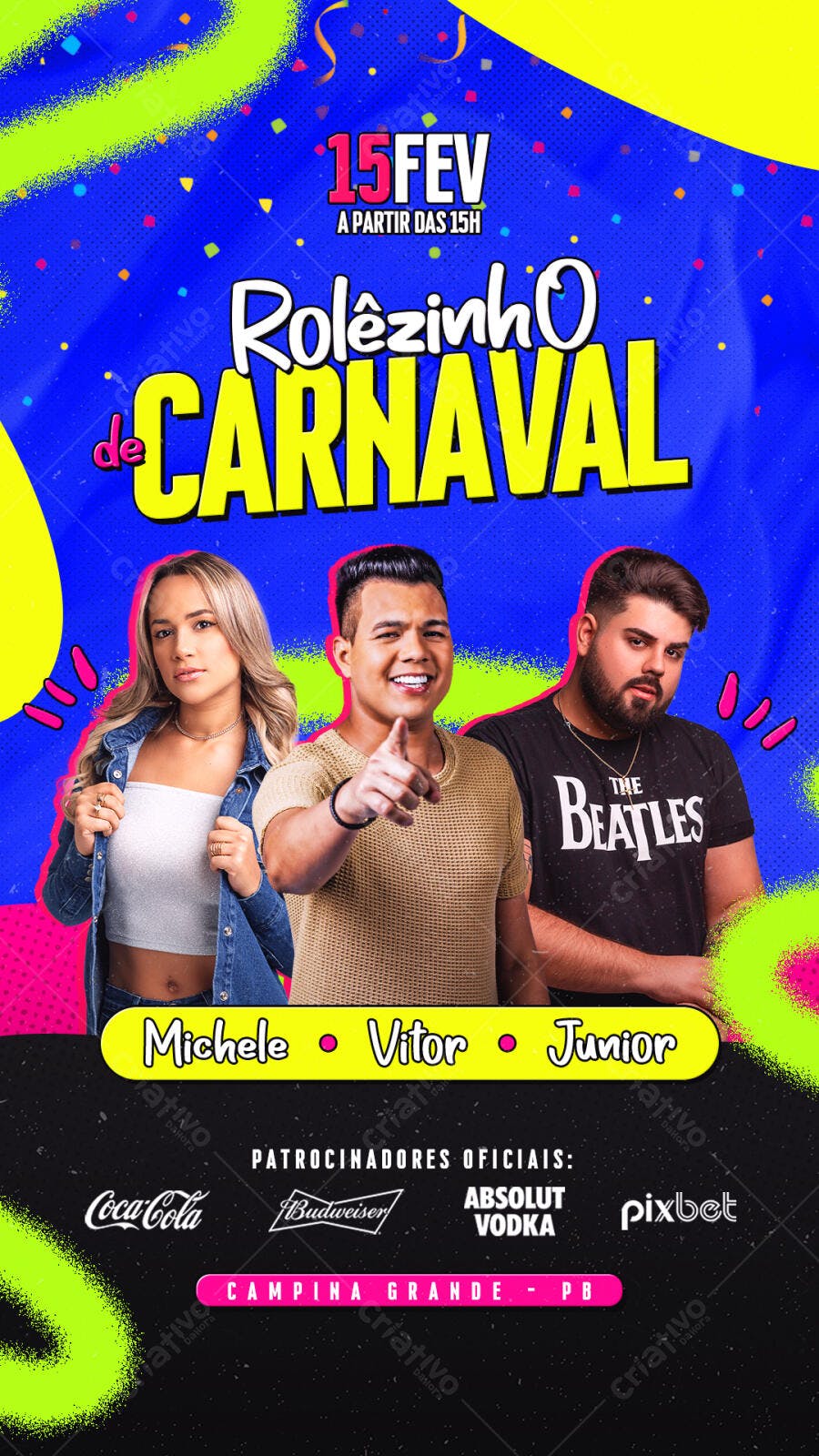 Flyer Carnaval Fevereiro Festa Evento PSD Editável