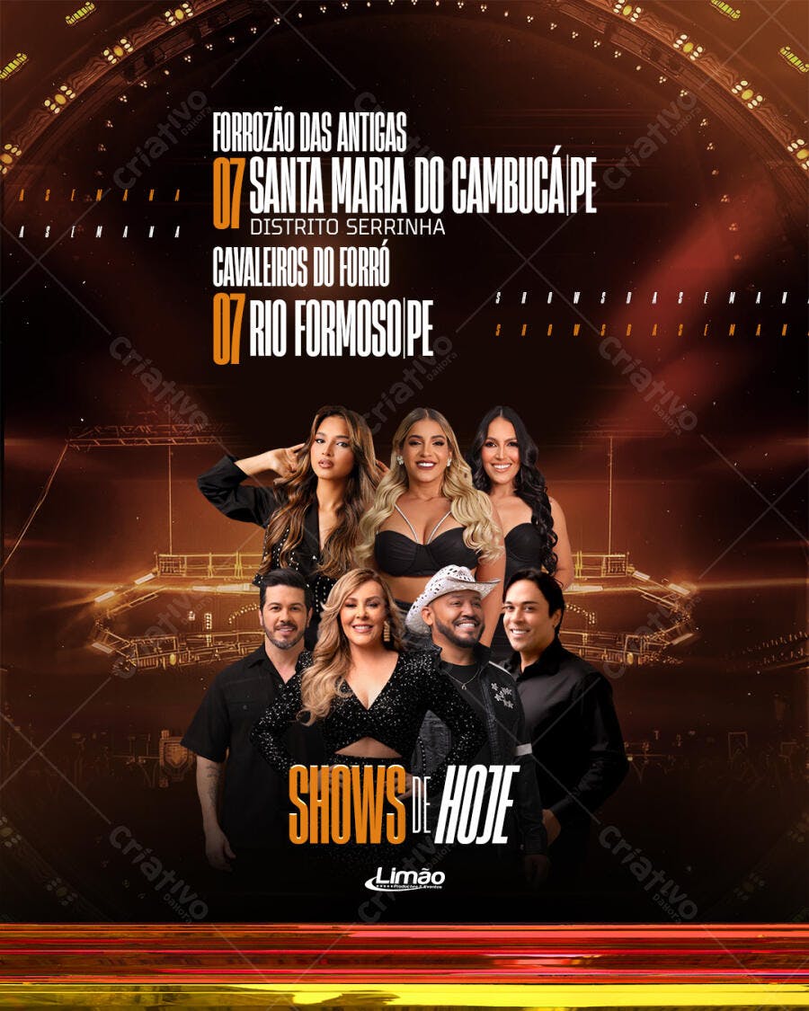 Flyer Shows de Hoje Forrozão das Antigas PSD Editável