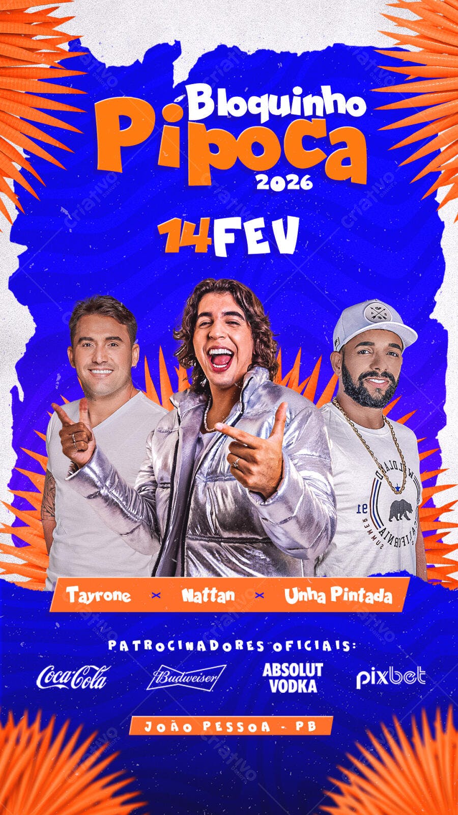 Story Instagram Bloco Carnaval Pipoca 14 Fev PSD Editável
