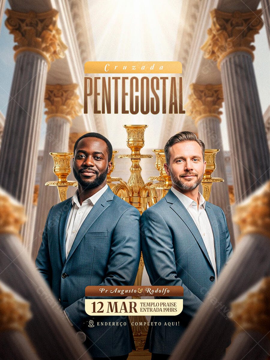 Flyer Cruzada Pentecostal Igreja Cristã PSD Editável