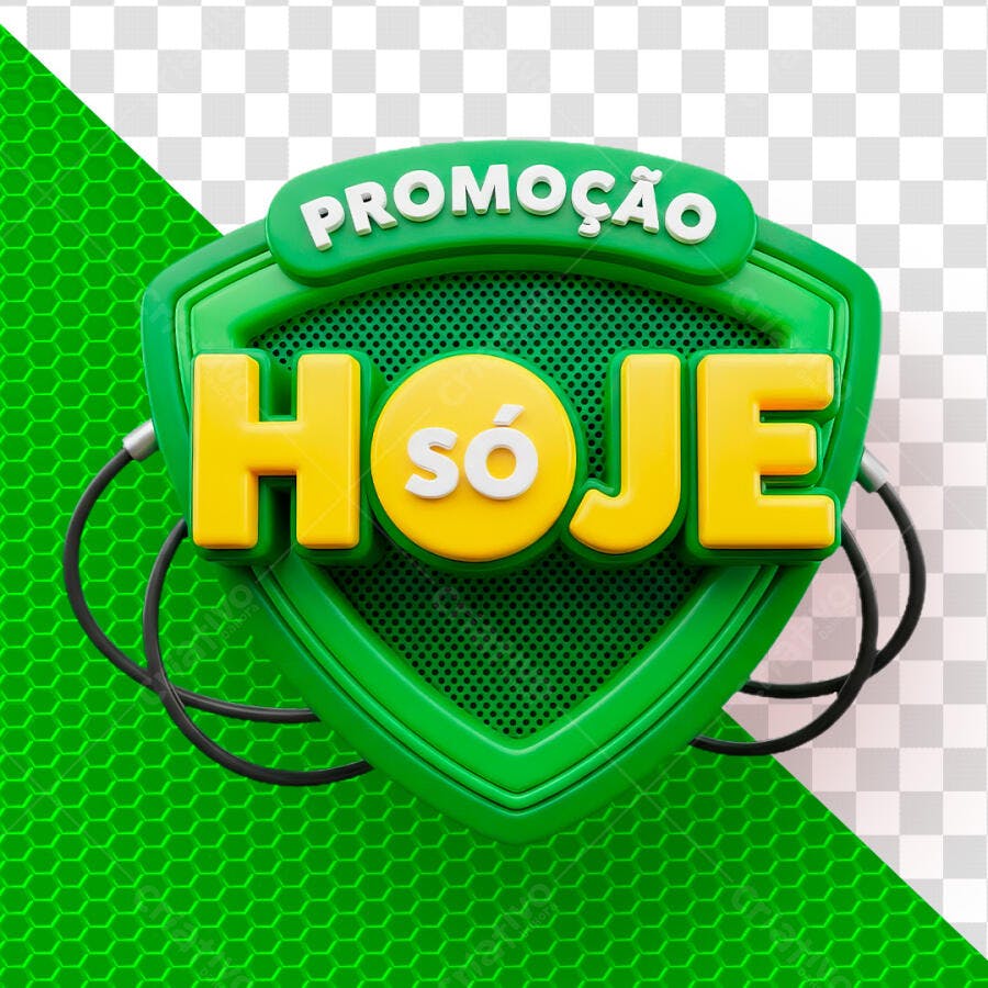 Badge 3D Promoção Hoje Verde Amarelo PNG Transparente