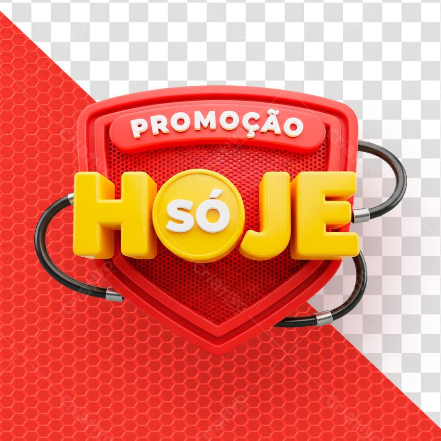 Badge 3D Promoção Só Hoje Vermelho e Amarelo PNG Transparente
