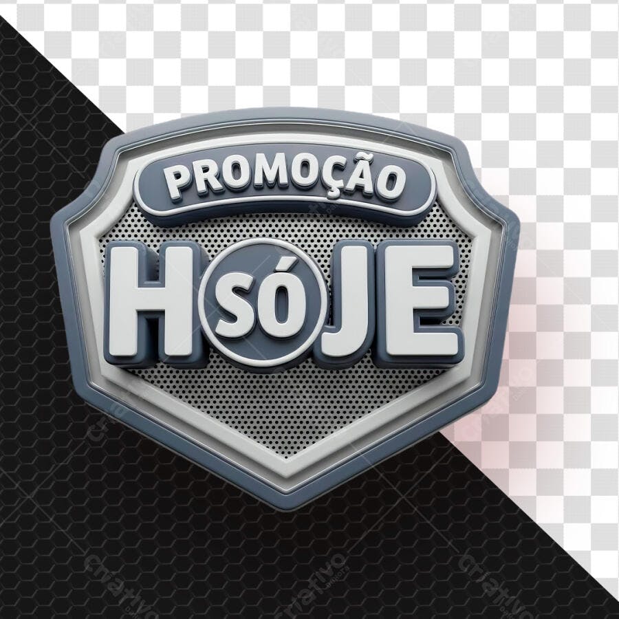 Selo 3D Promoção Só Hoje Cinza Metalizado PNG Transparente