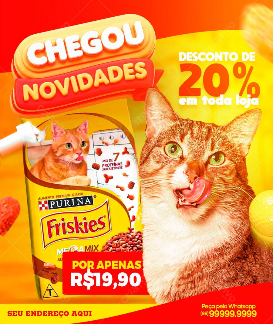 Flyer Pet Shop Promoção Ração Gato PSD Editável