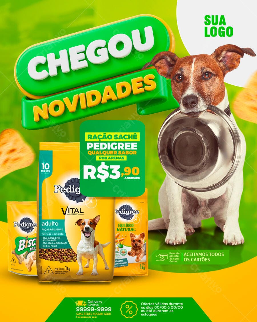 Flyer Pet Shop Promoção Ração Pedigree PSD Editável