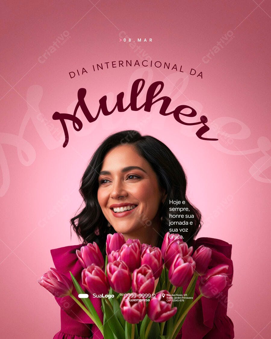 Post Instagram Dia Internacional da Mulher 8 de Março PSD Editável