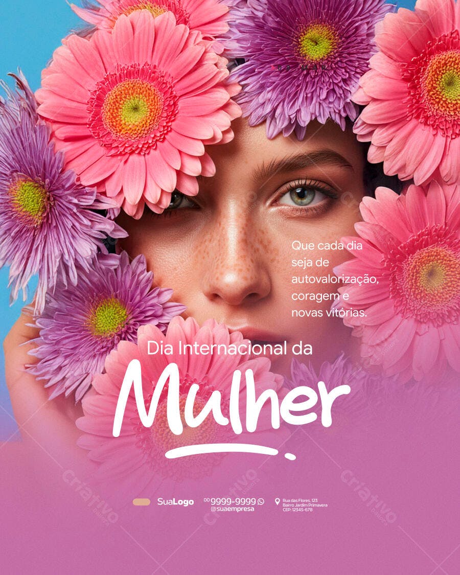 Post Instagram Dia da Mulher 8 de Março PSD Editável