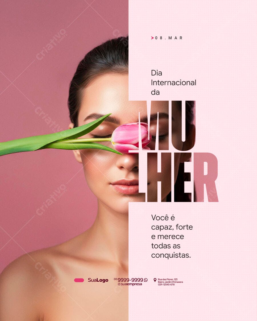 Post Instagram Dia Internacional da Mulher 8 de Março PSD Editável