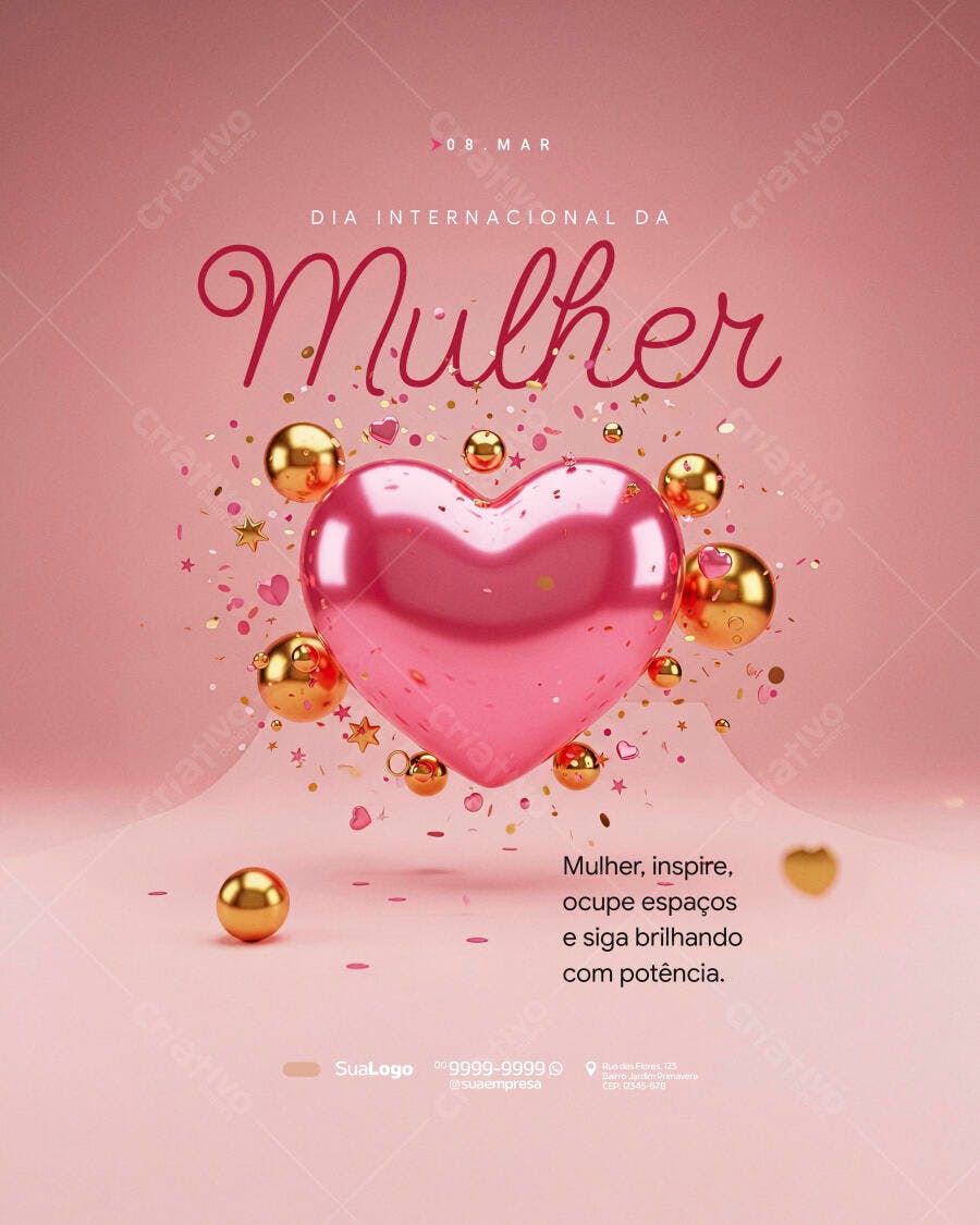 Post Instagram Dia Internacional da Mulher 8 de Março PSD Editável