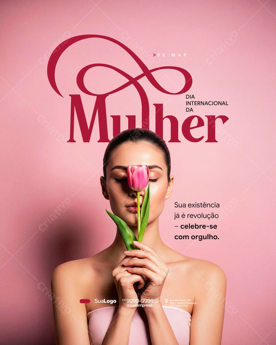 Post Dia Internacional da Mulher 8 de Março PSD Editável