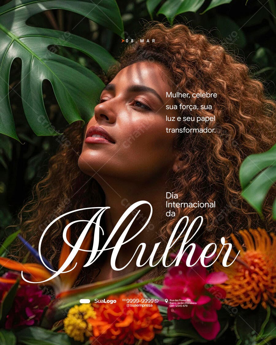 Post Instagram Dia da Mulher 8 de Março PSD Editável