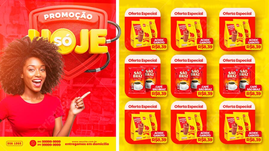 Post Instagram Promoção Café Supermercado PSD Editável