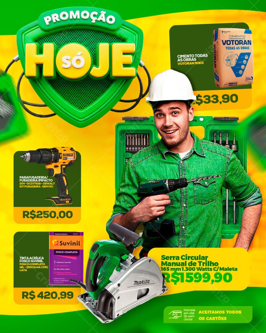 Flyer Promoção Loja Construção Ferramentas PSD Editável